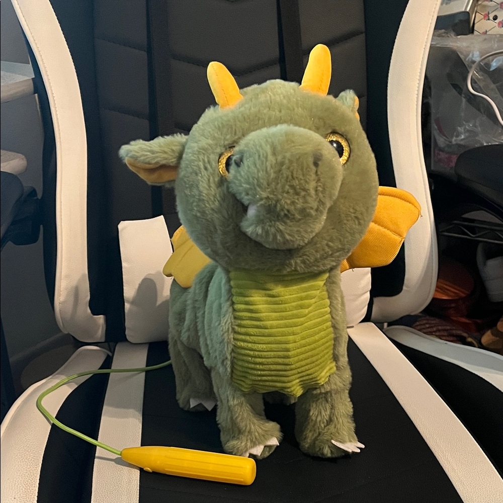 Members Mark- Green Plush Walking Dragon Toy with Yellow Wings